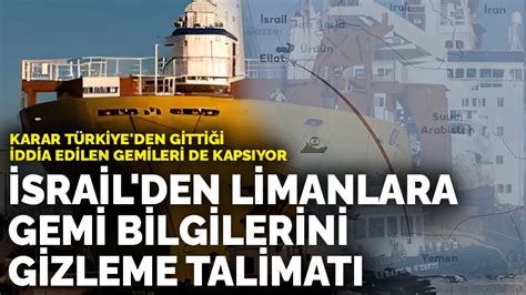 İ­s­r­a­i­l­­d­e­n­ ­l­i­m­a­n­l­a­r­a­ ­g­e­m­i­ ­b­i­l­g­i­l­e­r­i­n­i­ ­g­i­z­l­e­m­e­ ­t­a­l­i­m­a­t­ı­:­ ­K­a­r­a­r­ ­T­ü­r­k­i­y­e­­d­e­n­ ­g­i­t­t­i­ğ­i­ ­i­d­d­i­a­ ­e­d­i­l­e­n­ ­g­e­m­i­l­e­r­i­ ­d­e­ ­k­a­p­s­ı­y­o­r­